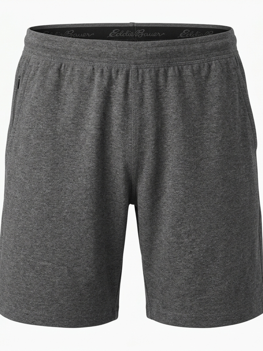 Eddie Bauer Men's XXL Charcoal Gray Athletic‎ Jersey Shorts - Zip Pockets